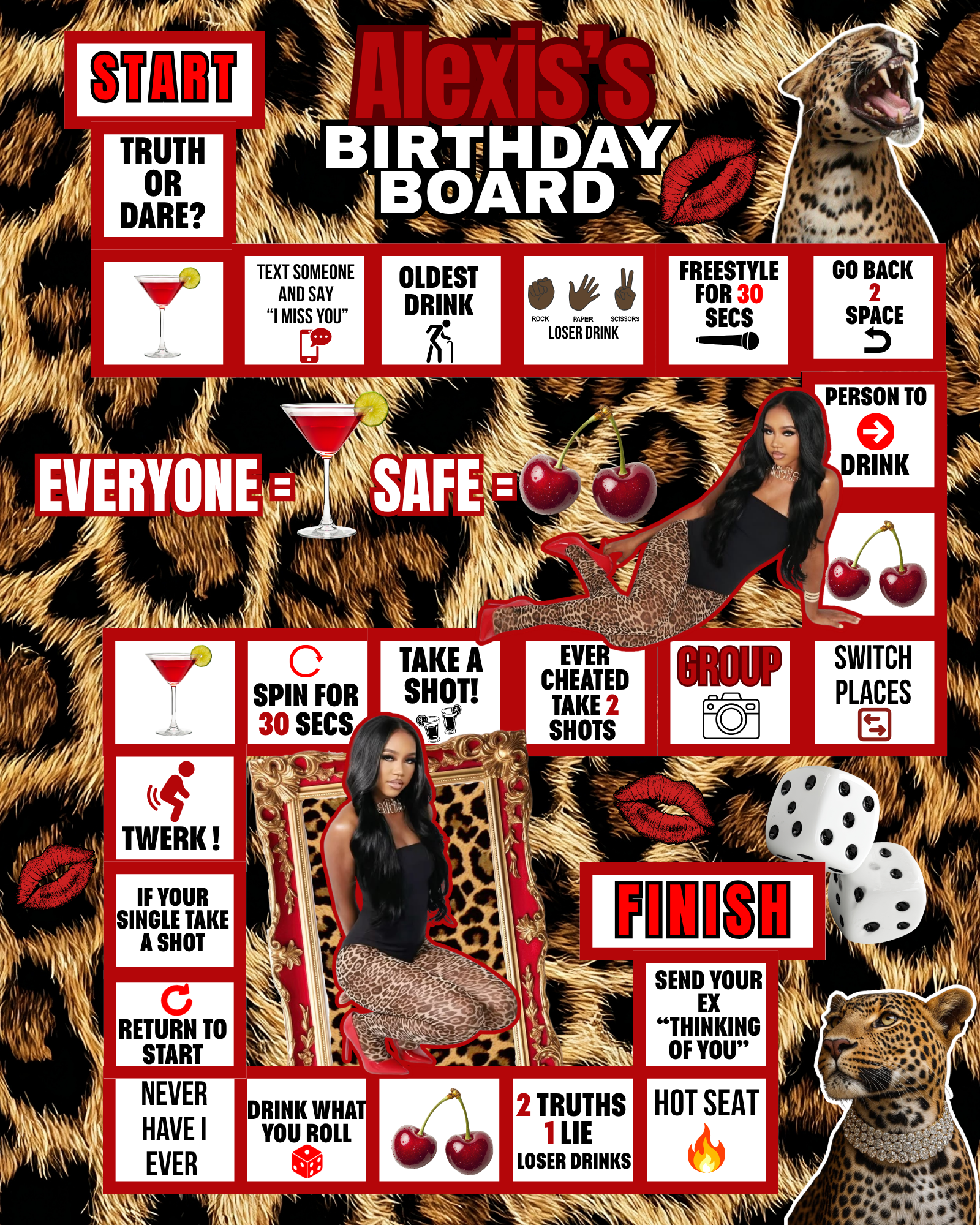 Cheetah Print Board Game Template