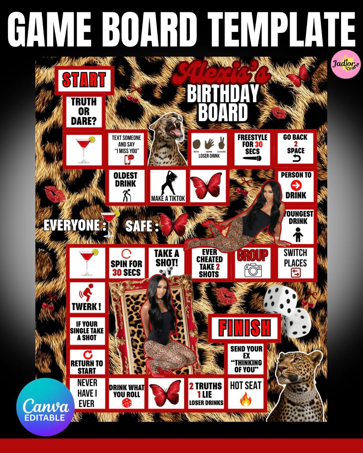 Cheetah Print Board Game Template
