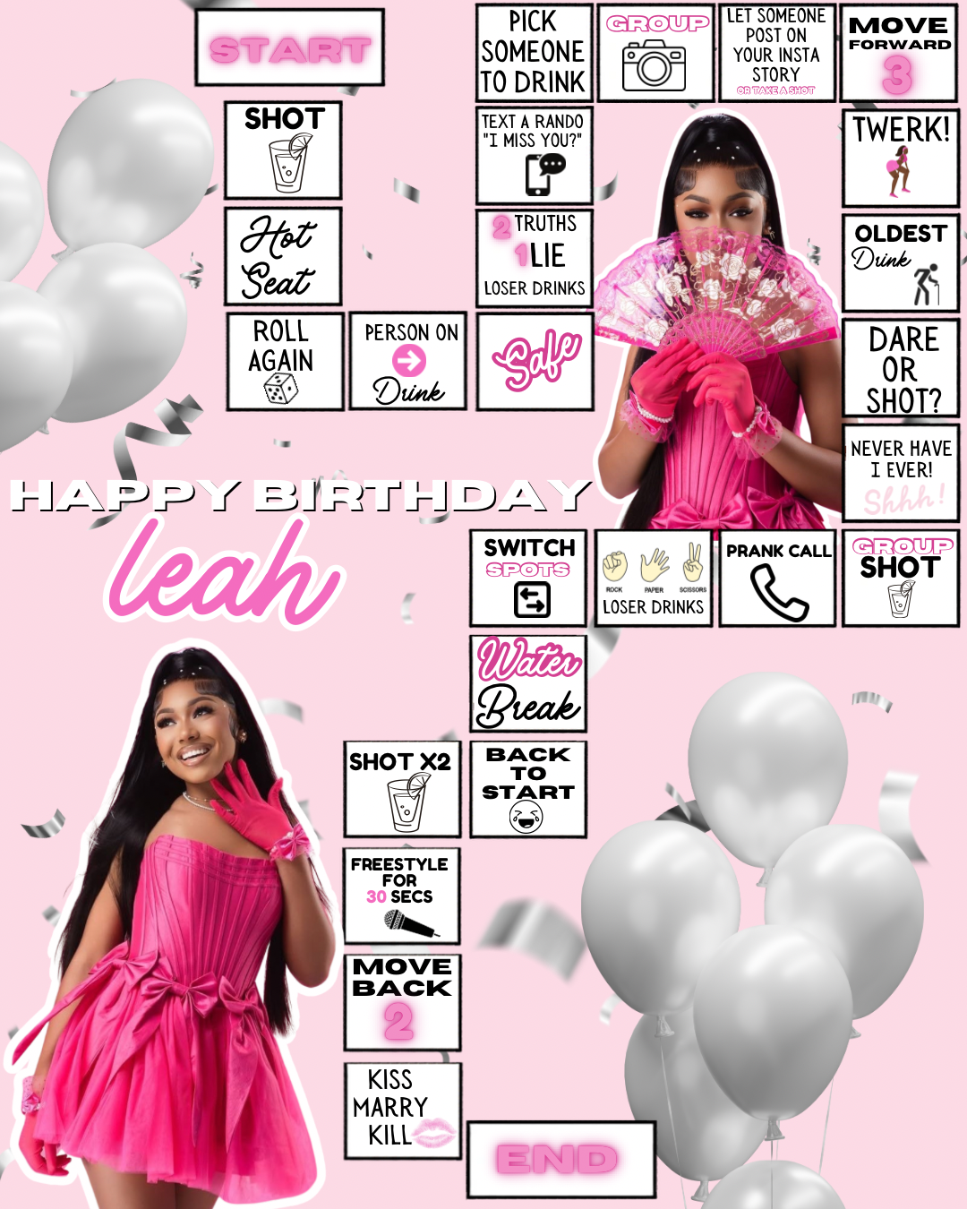 Shades Of Pink Board Game Template