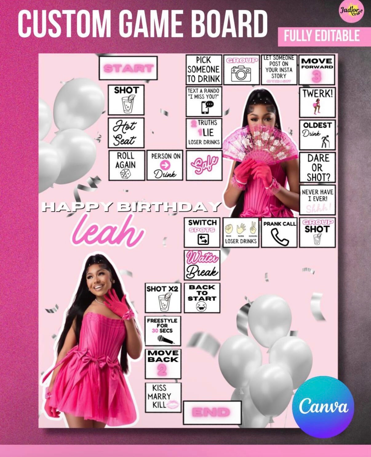 Shades Of Pink Board Game Template