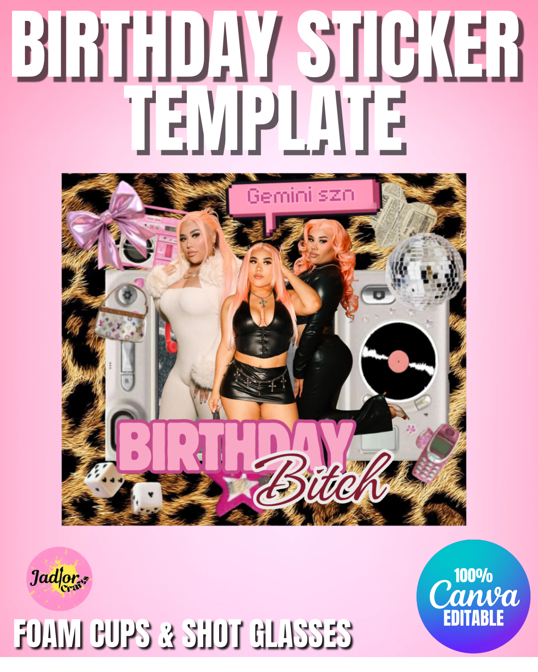 Birthday B Sticker template