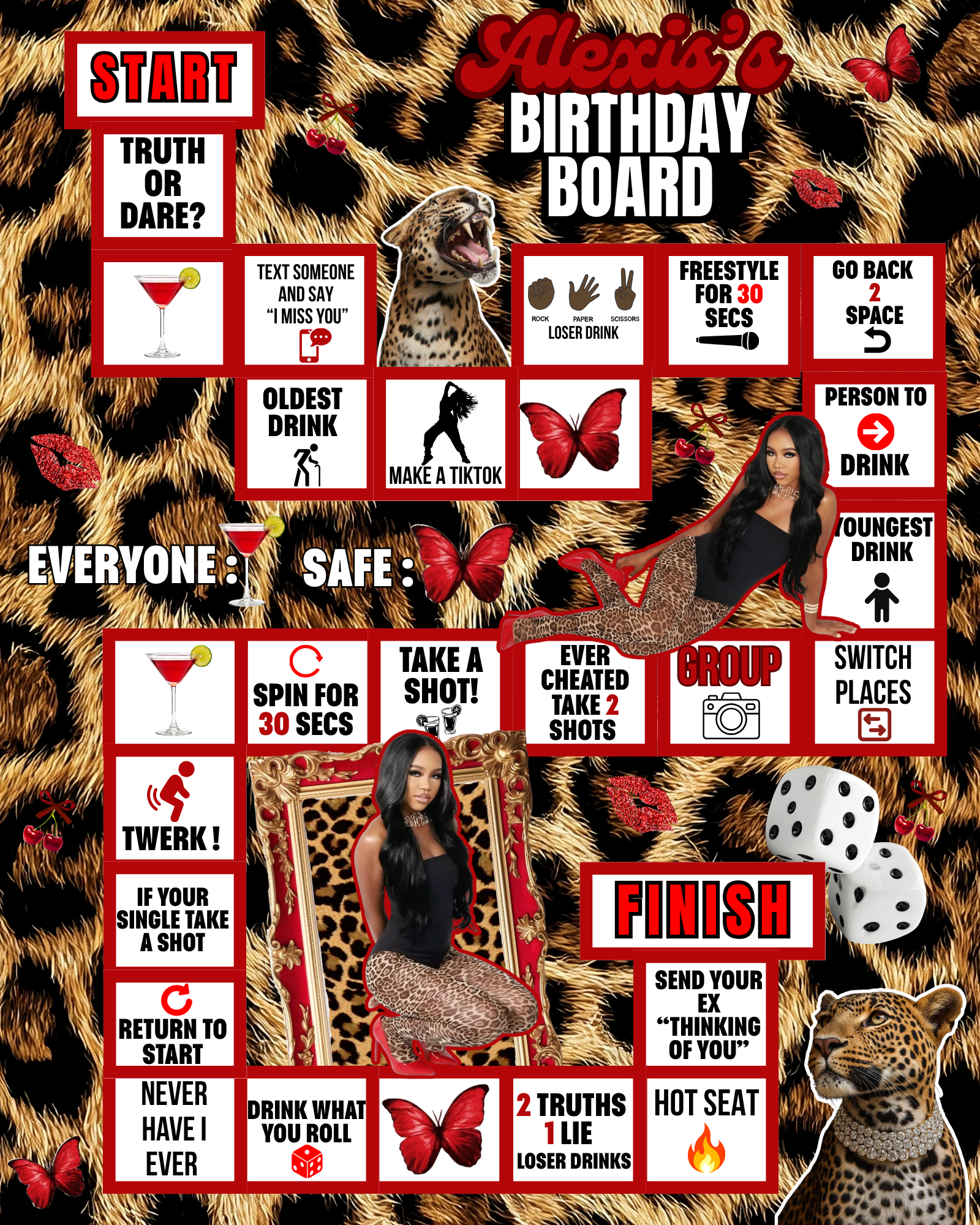 Cheetah Print Board Game Template